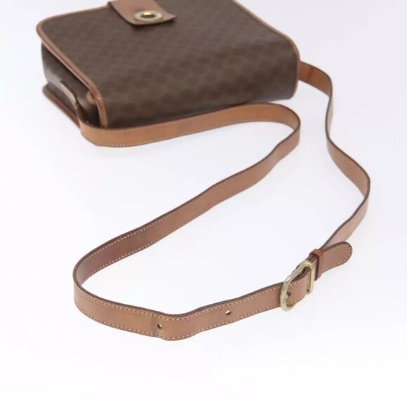 CELINE Macadam Canvas Shoulder Bag PVC Leather Brown Gold Auth KD054 - Picture 8 of 16